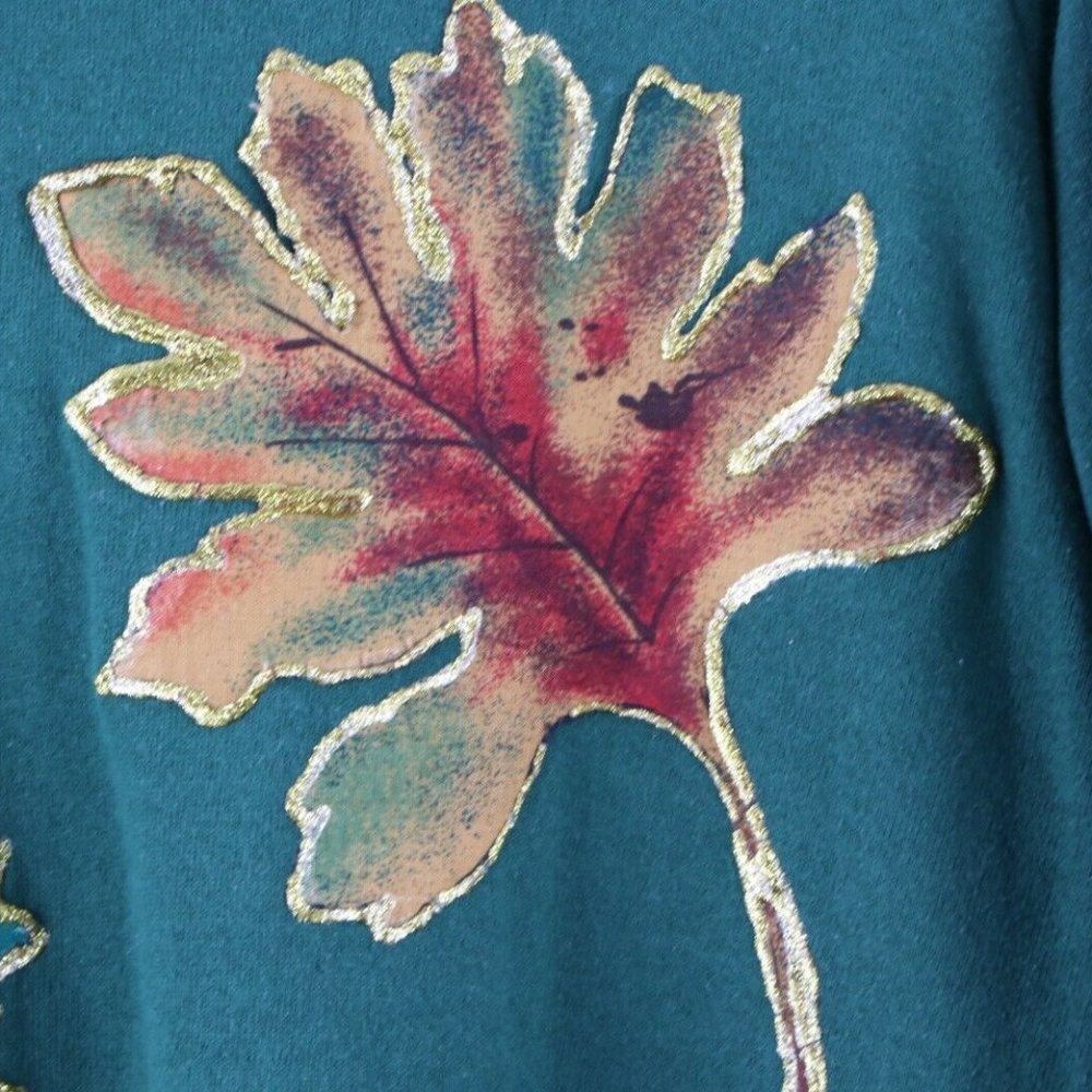 Vtg 90s Streetwear Glitter Fall Leaves Sweatshirt View 5